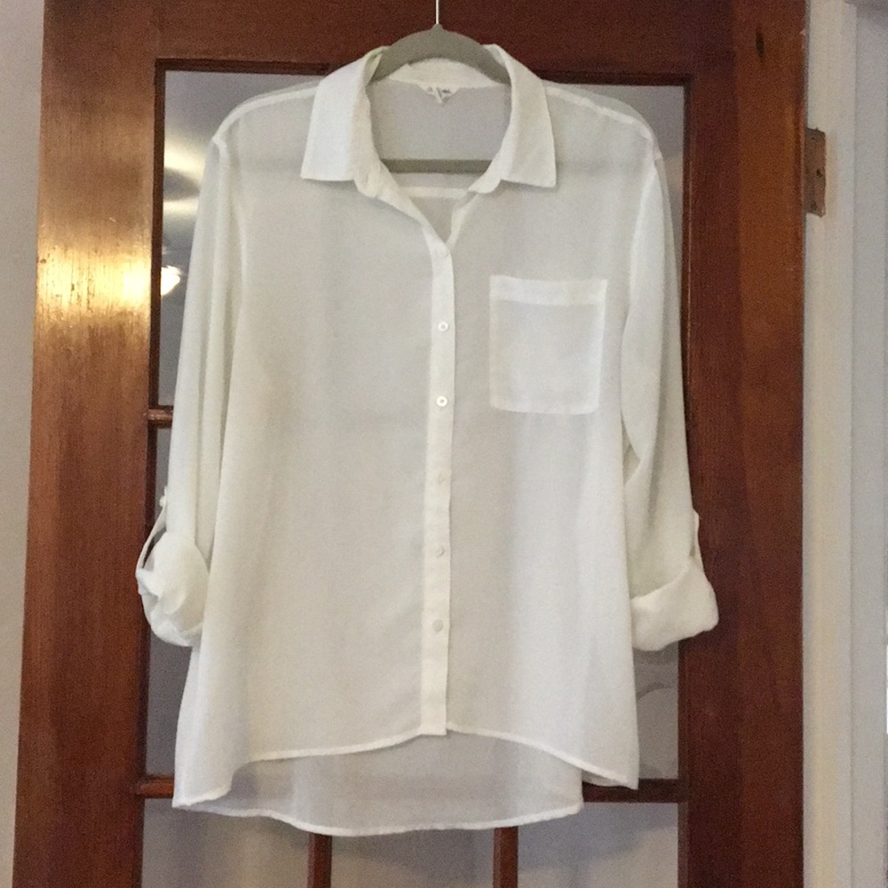 Cream button down blouse!